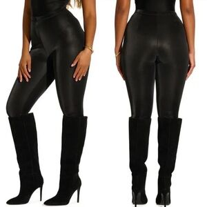 New Naked Wardrobe Liquid Faux Suede Bae-Sic Boo Leggings Pants Black p4147